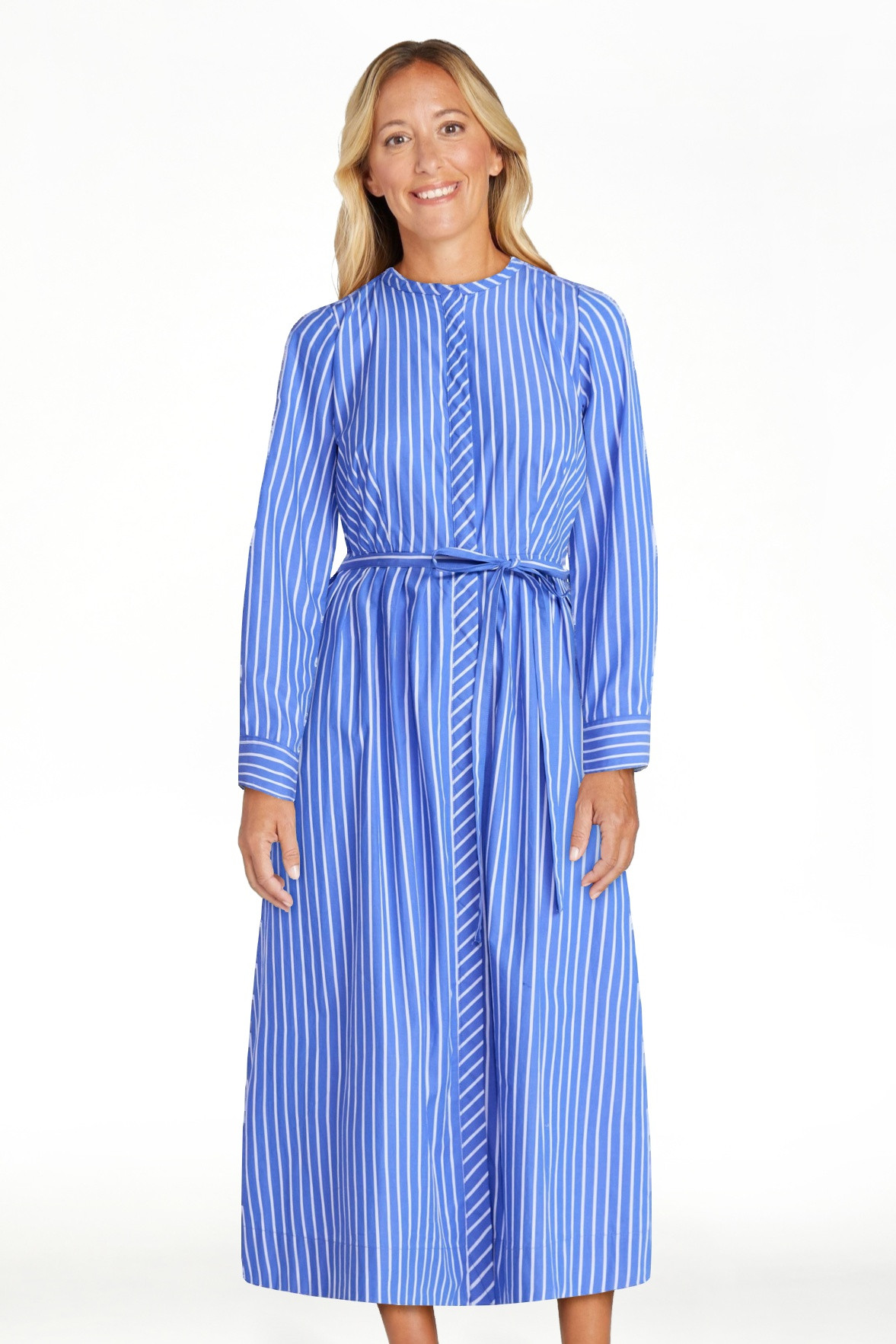 Free Assembly Women's and Women's Plus Pleated Cotton Midi Shirtdress with Long Sleeves, Sizes XS... | Walmart (US)