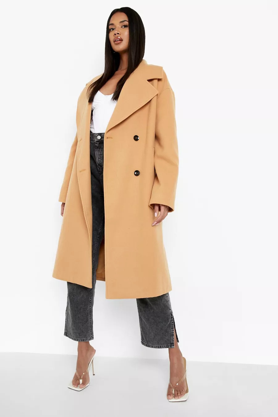 Double Breasted Wool Look Coat | Boohoo.com (UK & IE)