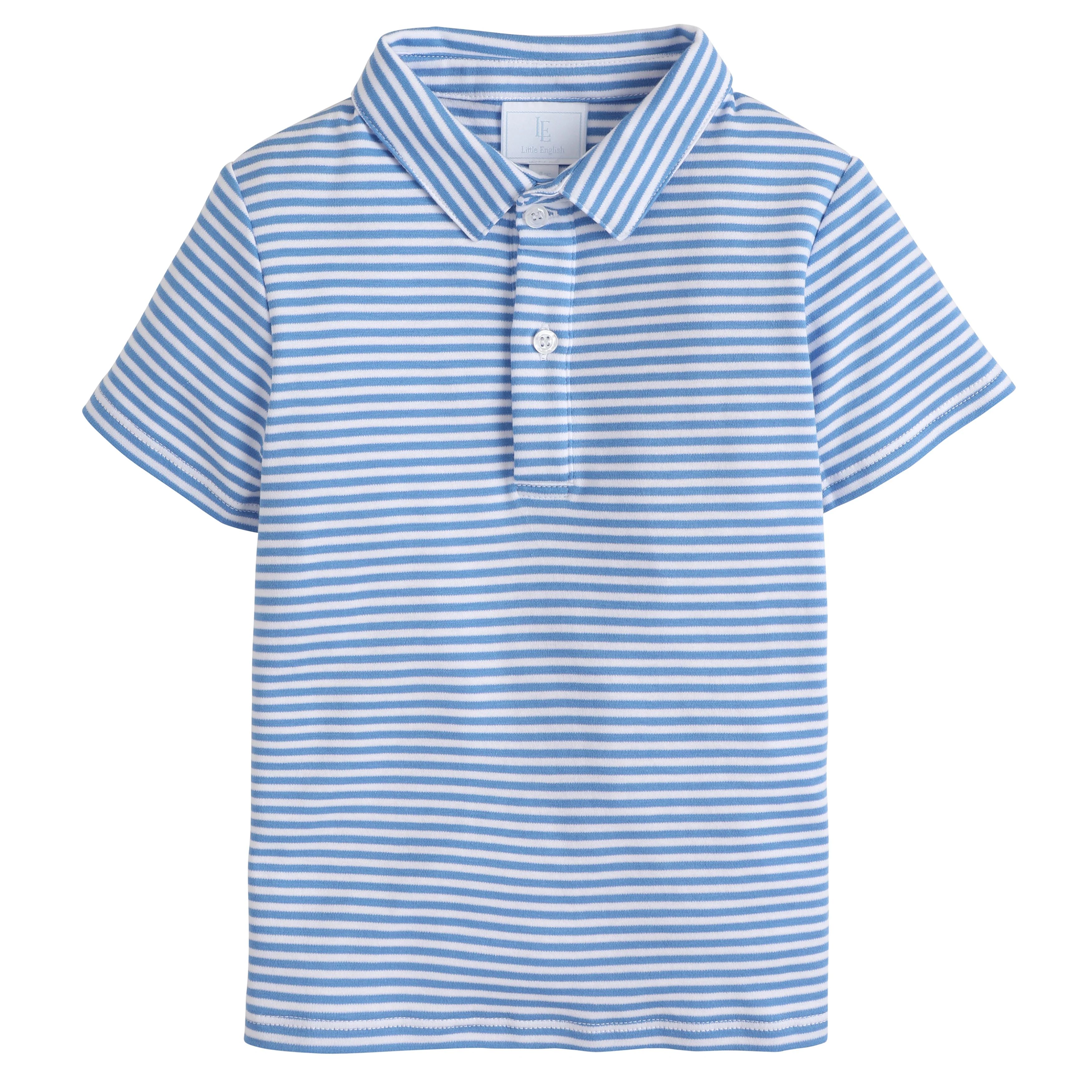 Little Boy's Blue Striped Polo - Kids Clothes | Little English