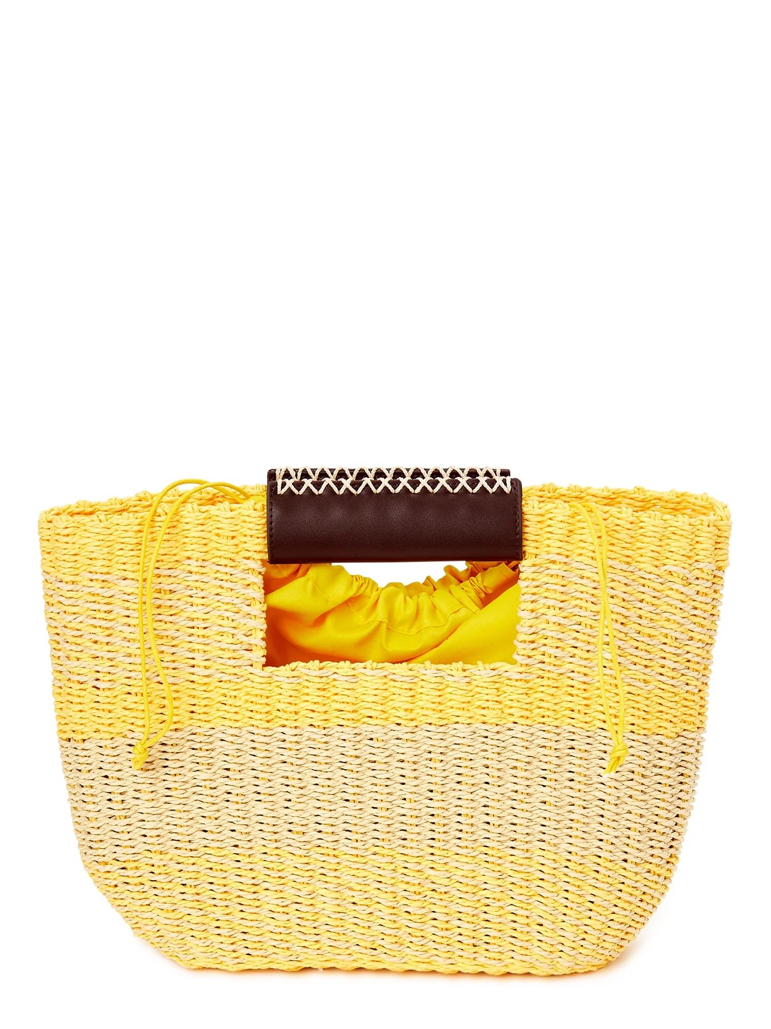 Scoop Women’s Striped Woven Beach Bag with Removeable Pouch Yellow - Walmart.com | Walmart (US)