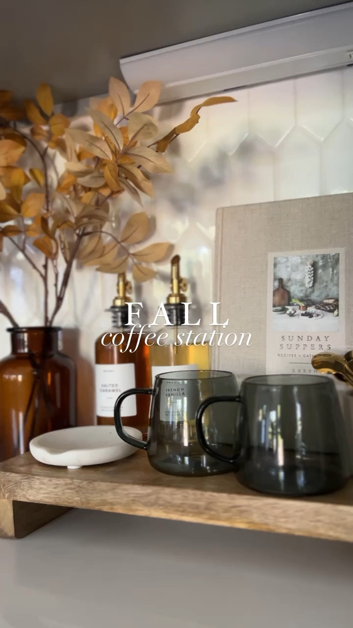 Coffee bar, coffee station, riser, kitchen decor, home decor, fall decor, target, neutral decor, mugs, vase, gold spoons, amazon, dispenser, coffee, book, Sunday supper, fall, autumn

#LTKstyletip #LTKhome #LTKSeasonal