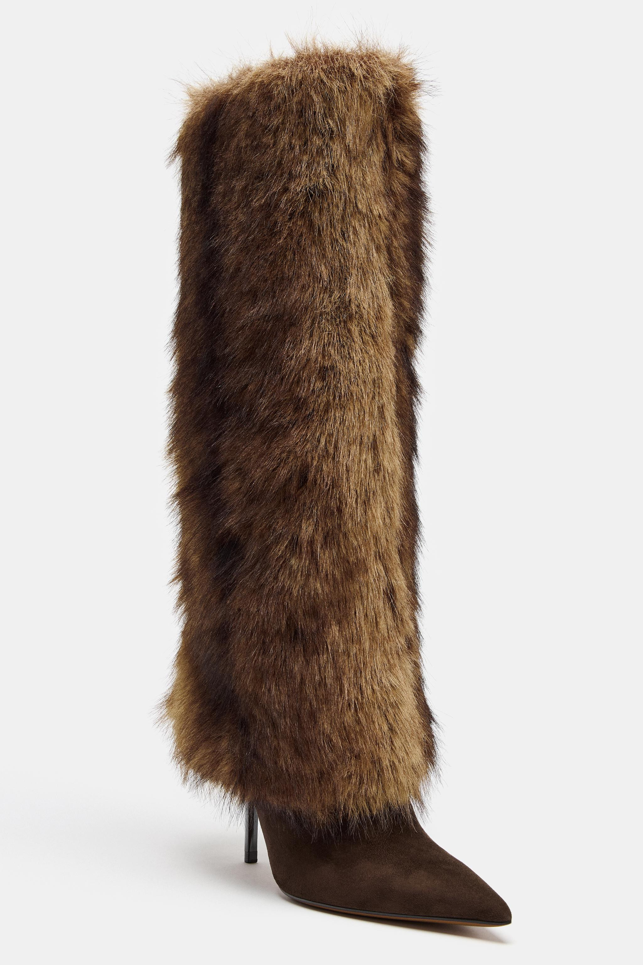 FUR EFFECT HEEL BOOTS | Zara US