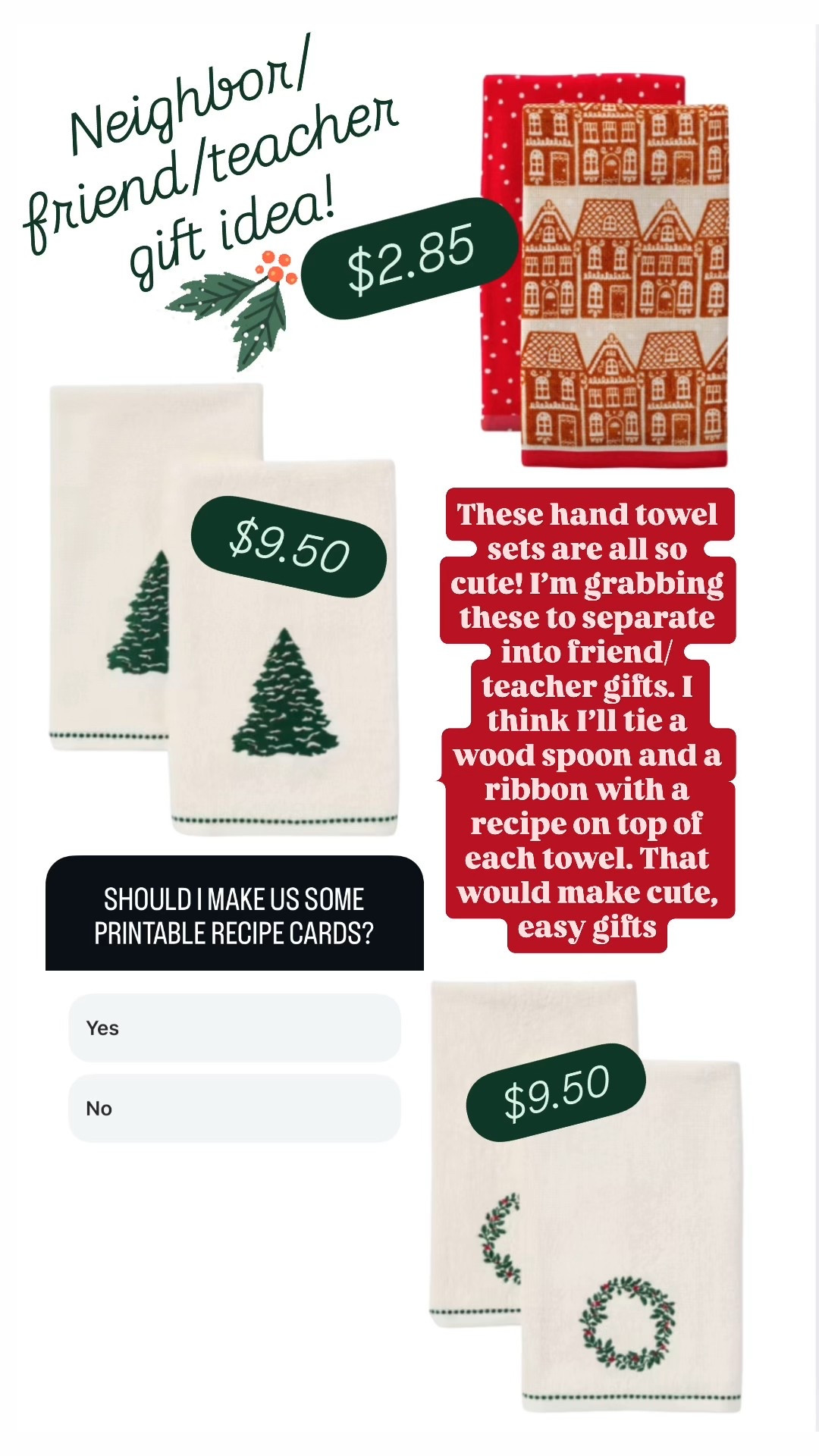 Grab these darling hand towels on sale and pair with a wooden spoon and ribbon, or a cute soap dispenser. I’ll be adding a printable recipe or a plate of holiday treats with mine! 

#LTKSaleAlert #LTKGiftGuide #LTKHoliday