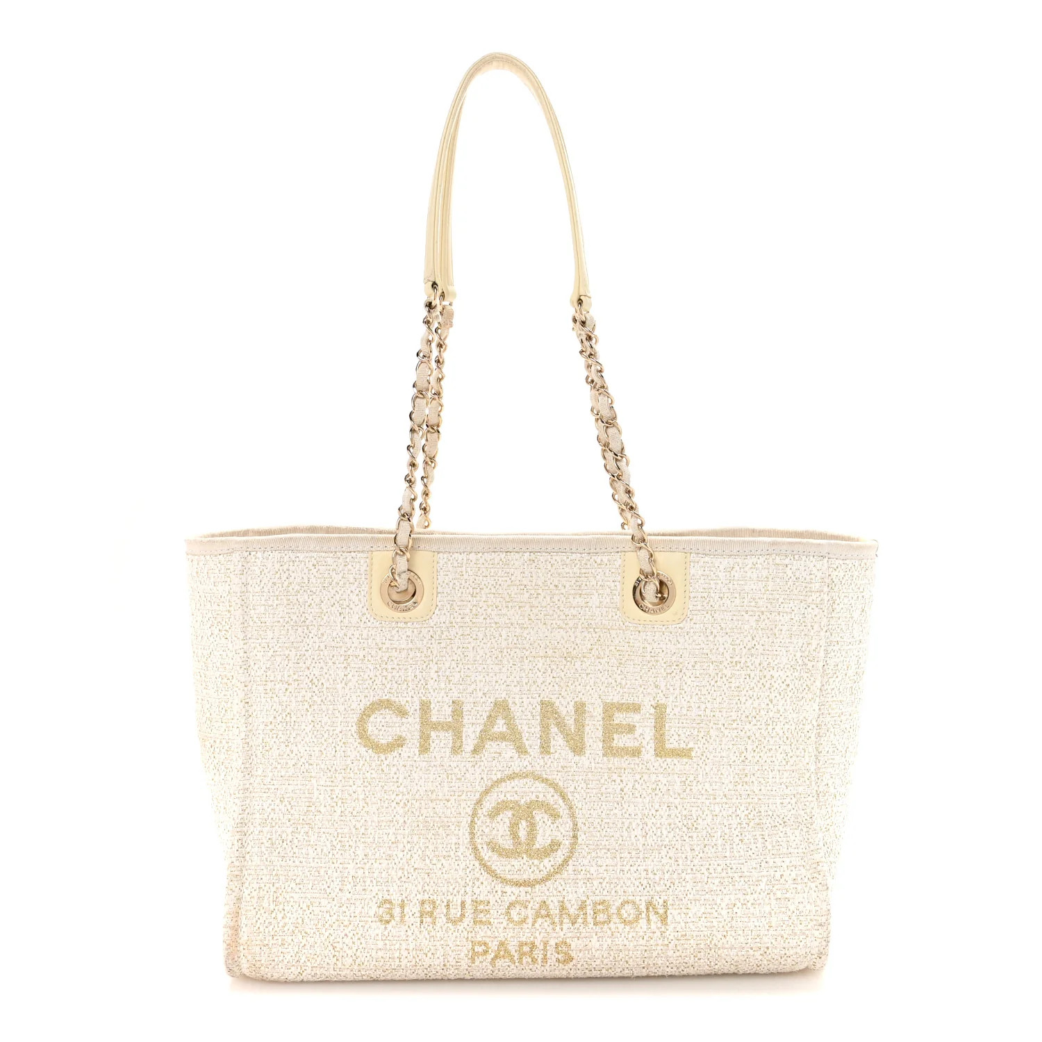 Lurex Boucle Small Deauville Tote Ivory | FASHIONPHILE (US)
