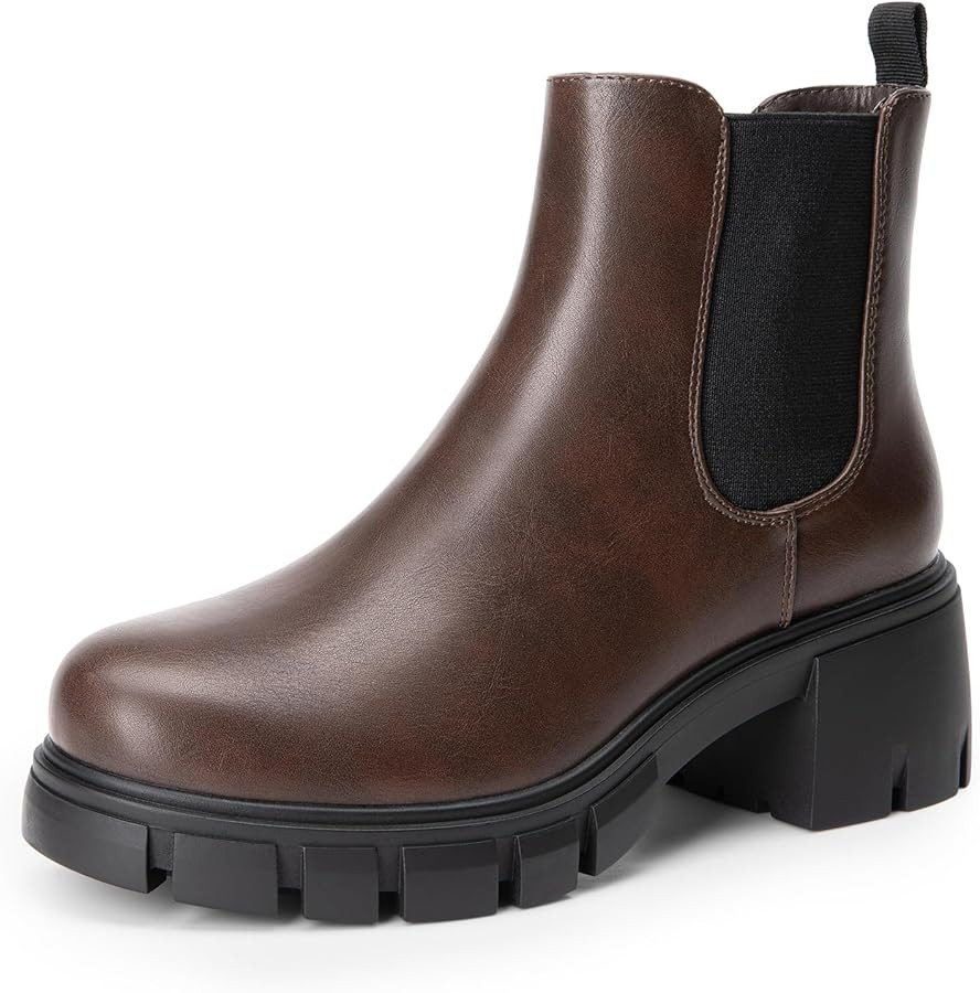 DREAM PAIRS Women's Elastic Chelsea Ankle Boots Platform Low Chunky Block Heel Lug Sole Slip on F... | Amazon (US)