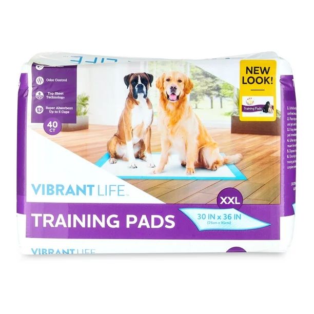 Vibrant Life Training Pads, XXL, 30 in x 36 in, 40 Count - Walmart.com | Walmart (US)