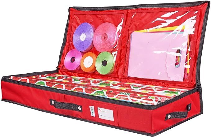 Storage Organizer for 30 Inch Wrapping Paper, Gift Wrap, Ribbon and Bows, 31”x 13.5”x 4.5”,... | Amazon (US)