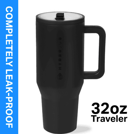 HydroJug Traveler 32 oz Water Bottle, Stainless Steel Insulated Tumbler with Flip Straw and Handle - Black | Walmart (US)