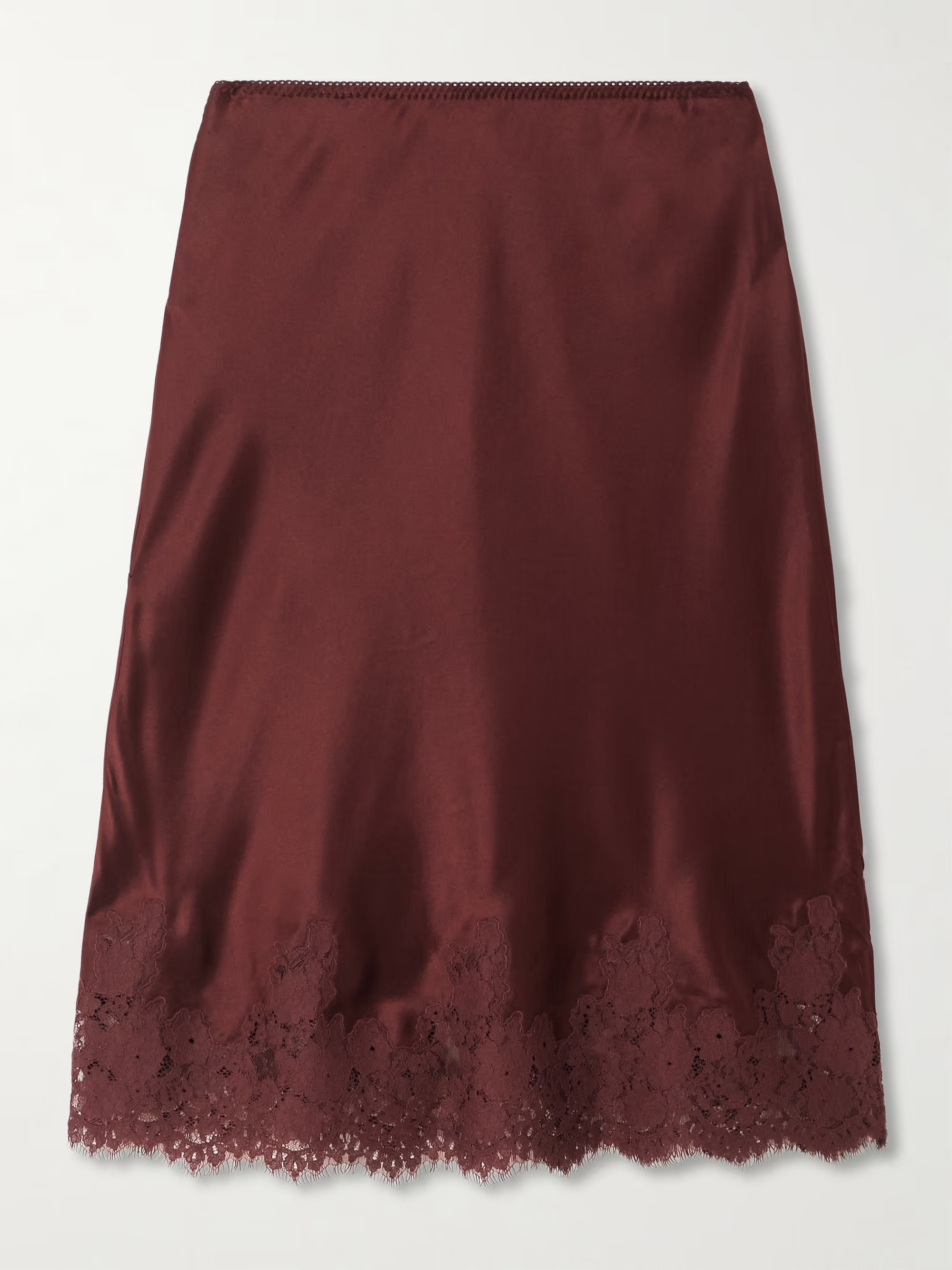 Elowette lace-trimmed silk-satin midi skirt | NET-A-PORTER (UK & EU)