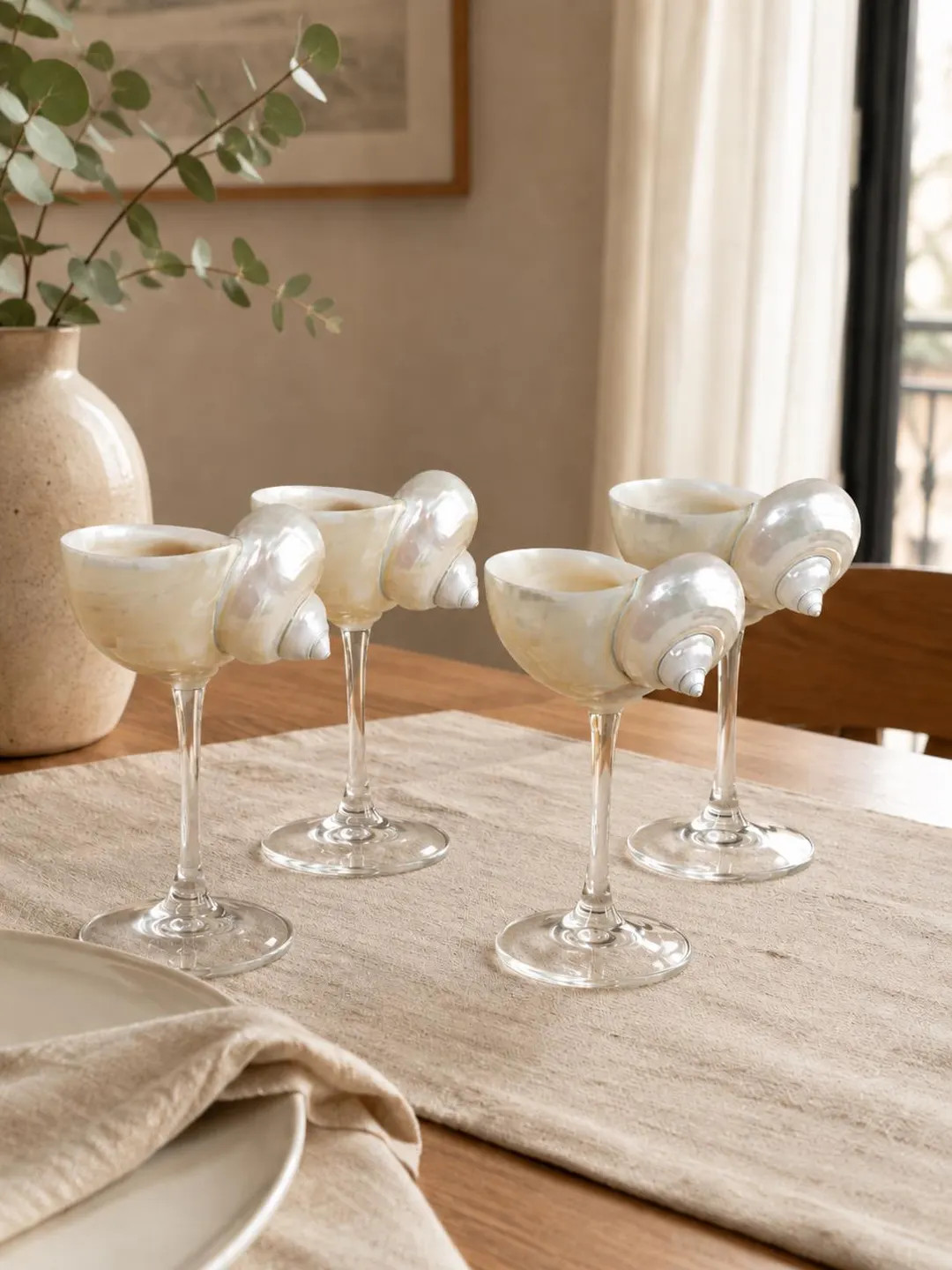 Custom Engraved Seashell Wine Glasses, Handmade Shell Cocktail Goblets, Beach Wedding Decor, Brid... | Etsy (Global)