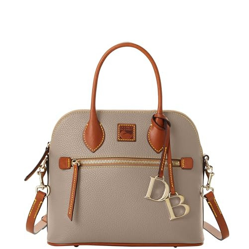 Dooney & Bourke Women's Domed Satchel in Pebble Grain Leather, Large Handbag with Adjustable & Detachable Shoulder Strap, Taupe | Amazon (US)