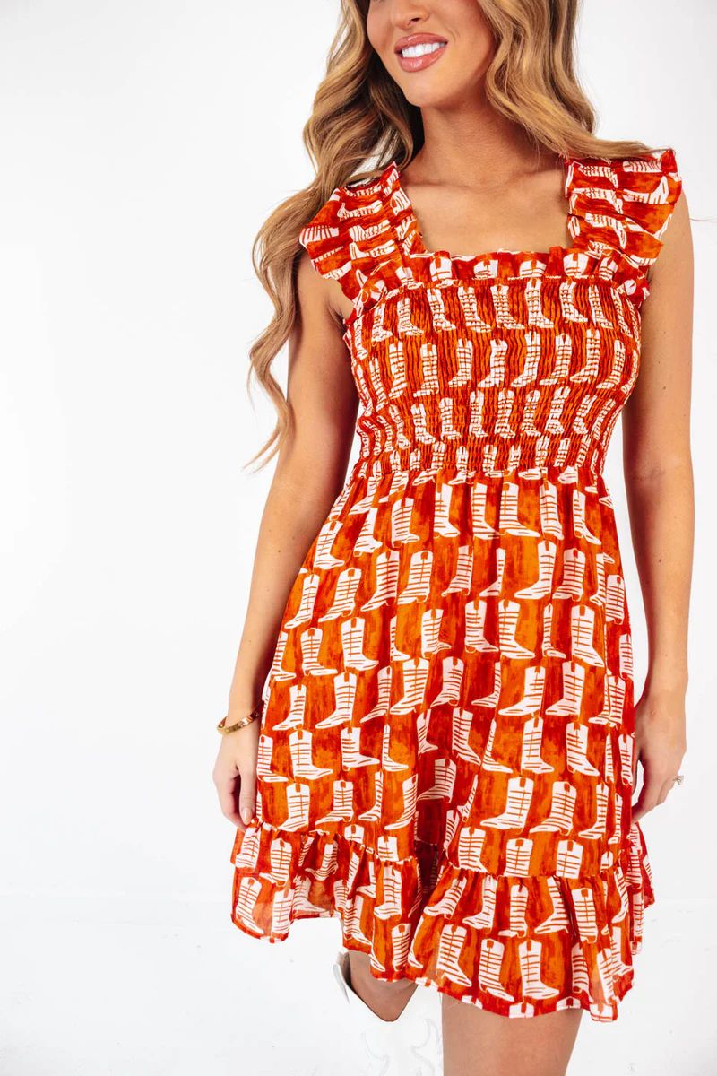 The Dixie Ruffle Strap Dress - Burnt Orange | The Impeccable Pig