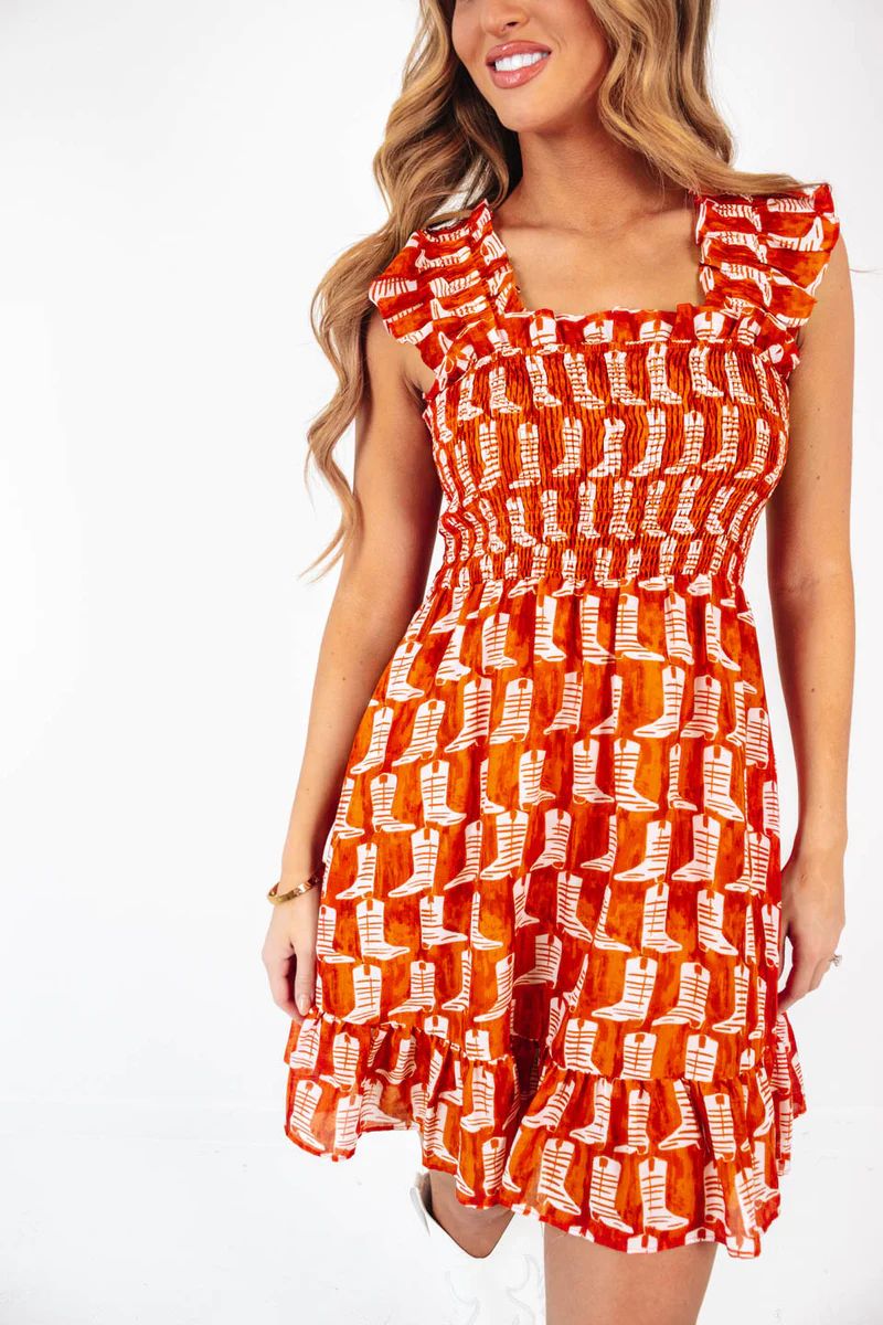 The Dixie Ruffle Strap Dress - Burnt Orange | The Impeccable Pig