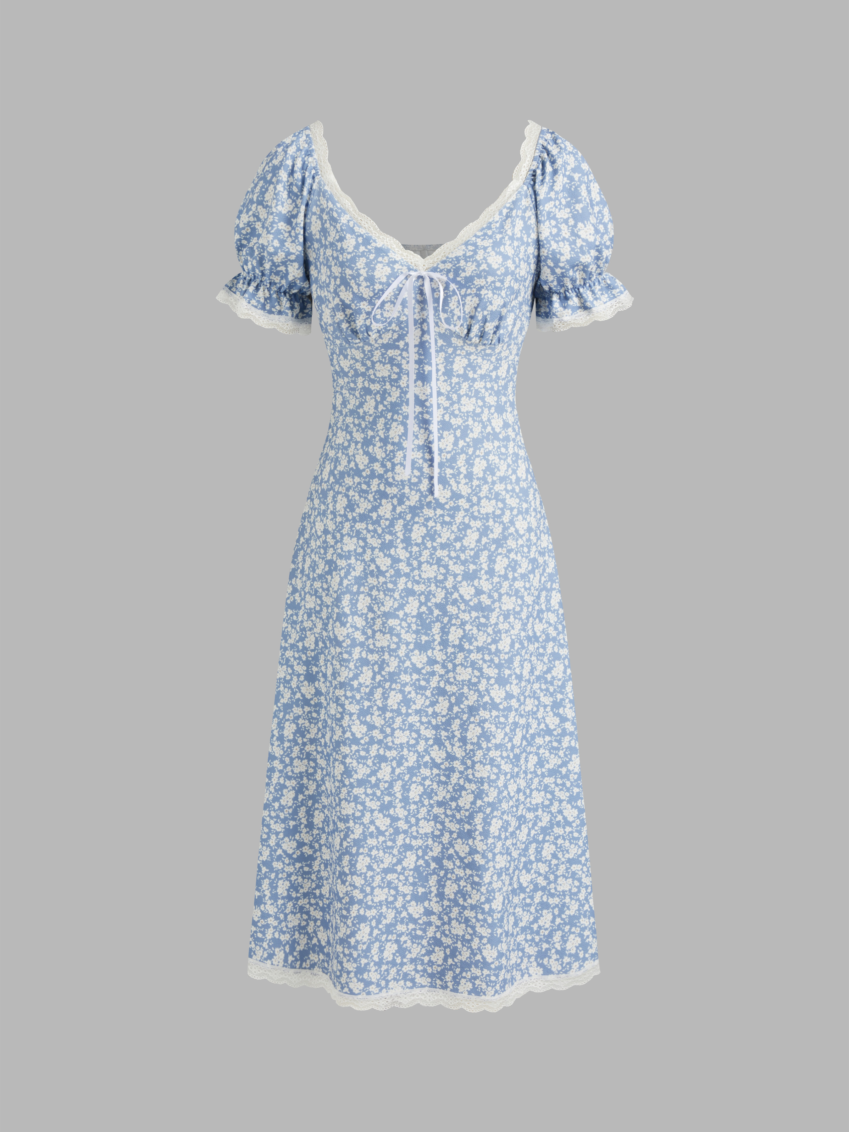 Knit Fabric Square Neck Strawberry Graphic Contrasting Lace Trim Midi Dress For Date Vacation | Cider