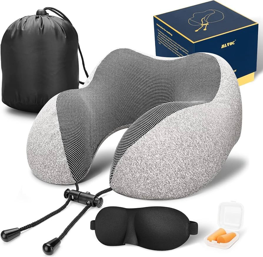 MLVOC Travel Pillow 100% Pure Memory Foam Neck Pillow, Comfortable & Breathable Cover - Machine W... | Amazon (US)