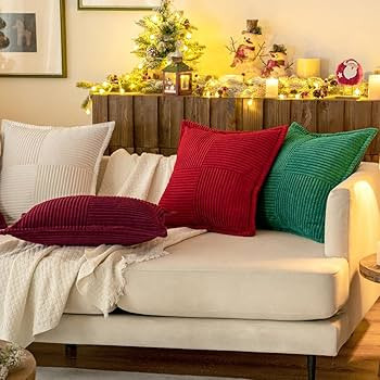 MIULEE Corduroy Pillow Covers with Splicing Set of 2 Super Soft Boho Striped Pillow Covers Broads... | Amazon (US)