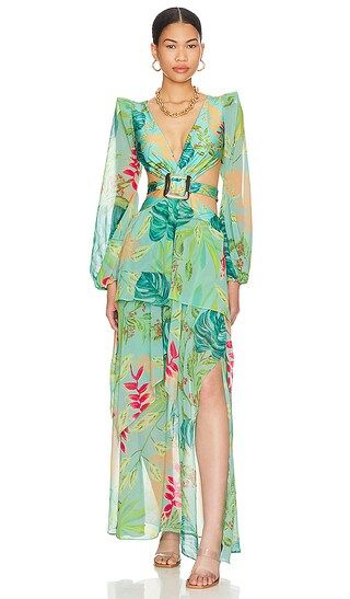 x REVOLVE Tropicalia Belted Cutout Maxi Dress in Island Blue | Revolve Clothing (Global)