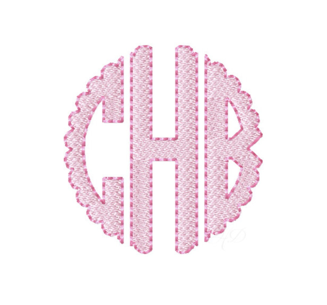 3" Inch Scalloped Two Color Circle Monogram Font Classic Font Embroidery 4x4 Machine Embroidery B... | Etsy (US)