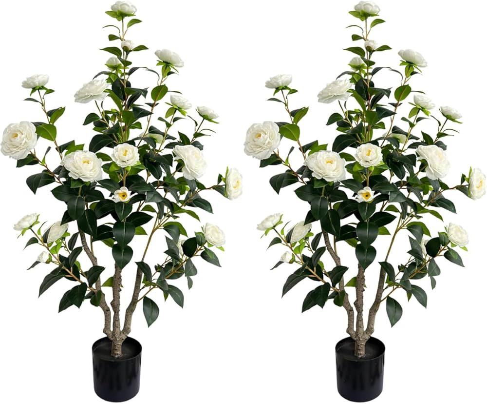 Artificial Camellia Tree 3.4ft Fake Trees pseudophyte (2, White) | Amazon (US)