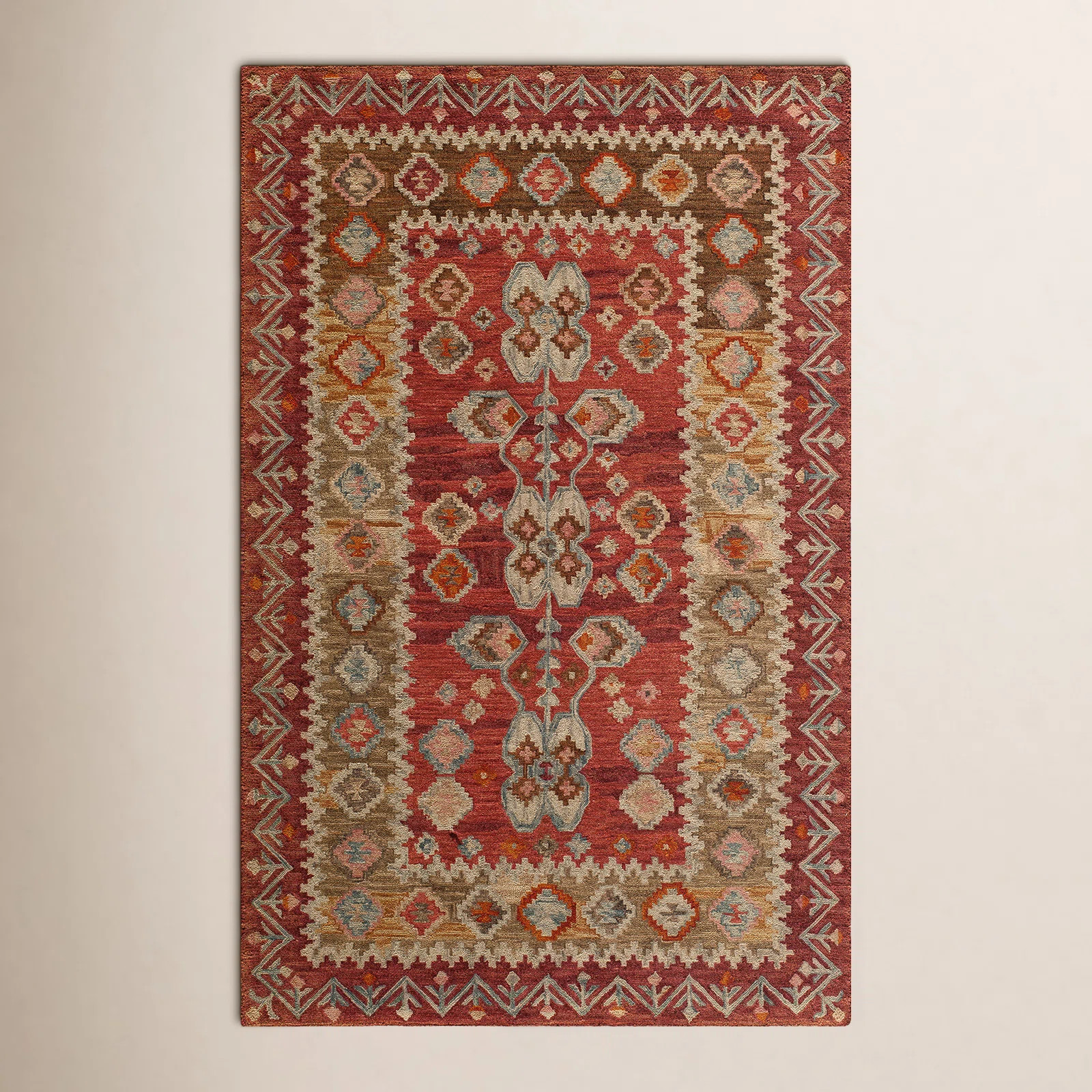Breesport Handmade Wool Red/Beige Rug | Birch Lane