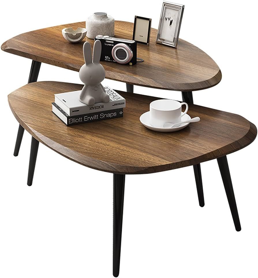 2 Sets of Scandinavian Light Luxury Living Room Irregular Coffee Table,Wood Creative Sofa Side Be... | Amazon (US)