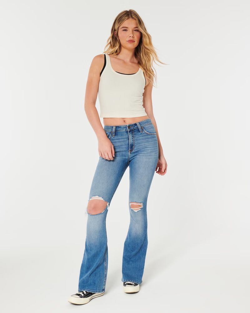 Women's High-Rise Brown Flare Jeans | Women's The Warehouse Sale Up to 70% Off | HollisterCo.com | Hollister (US)