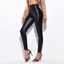 Wide Waistband PU Leather Skinny Pants | SHEIN