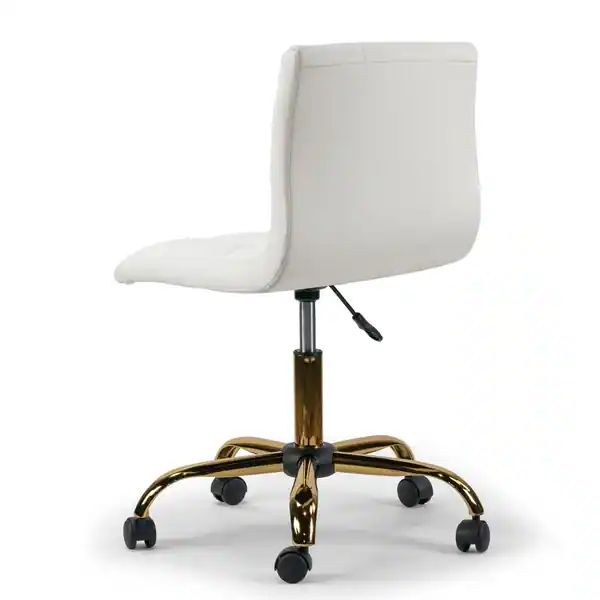 Aman Cream Adjustable Height Swivel Office Chair w/ Golden Wheel Base | Bed Bath & Beyond