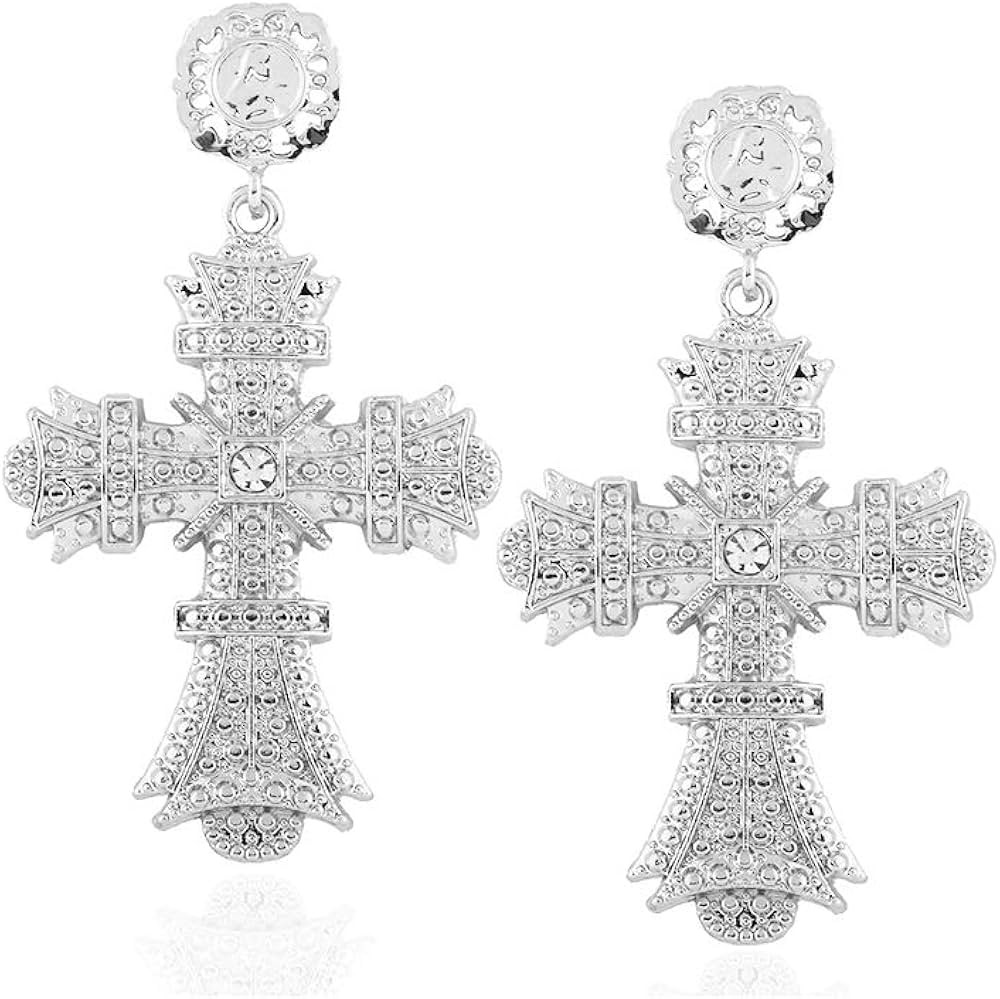Big Cross Earrings,Color Crystal Baroque Drop Dangle Earrings for Women Teens Girls Bar Party Gif... | Amazon (US)