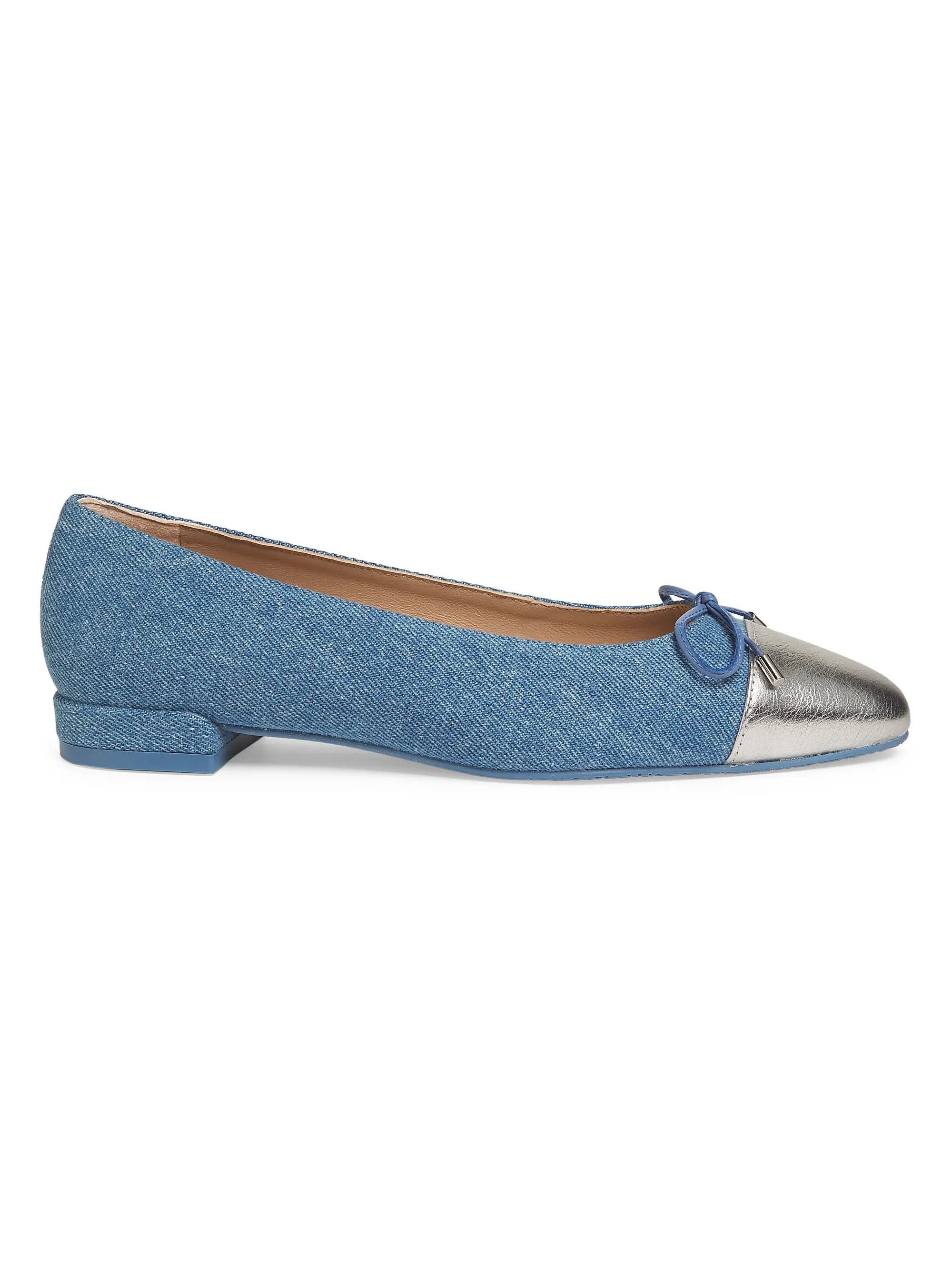 Sleek Bow Denim Ballerina Flats | Saks Fifth Avenue