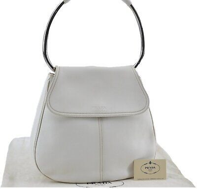 Authentic PRADA Leather Shoulder Hand Bag White J5018 | eBay US