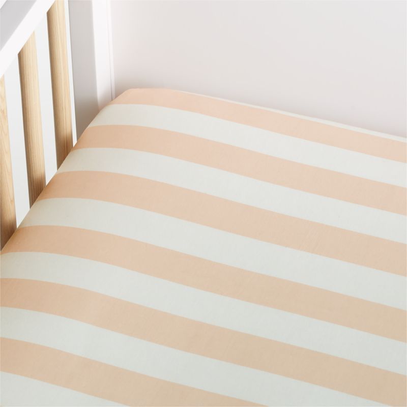 The Line Up Organic Striped Crib Fitted Sheet | Crate & Kids | Crate & Barrel