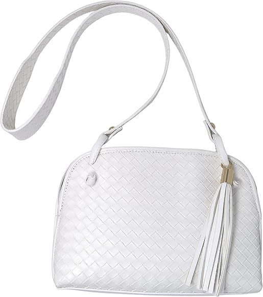 Bella Luna Small Woven Zip-Top Crossbody Purse or Shoulder Bag for Women with Tassel | Amazon (US)