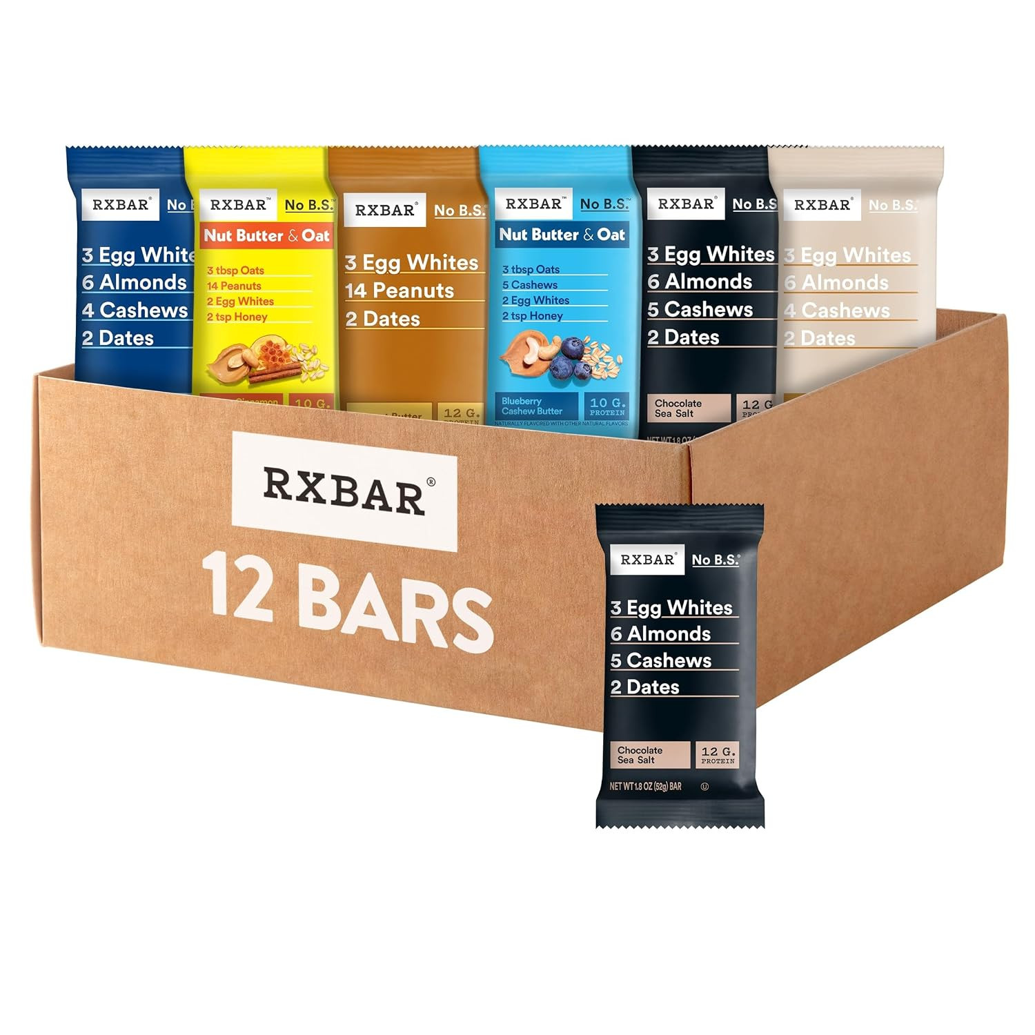 RXBAR Protein Bars, 12g Protein, Gluten Free Snacks, 6-Flavor Variety Pack (12 Bars) | Amazon (US)