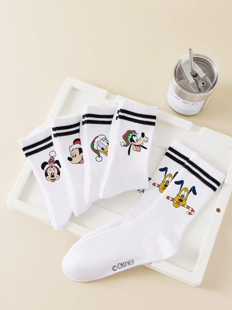 Disney 5 Pairs Christmas Hat Cartoon Character New Year Gift Socks, Cartoon Christmas & New Year ... | SHEIN