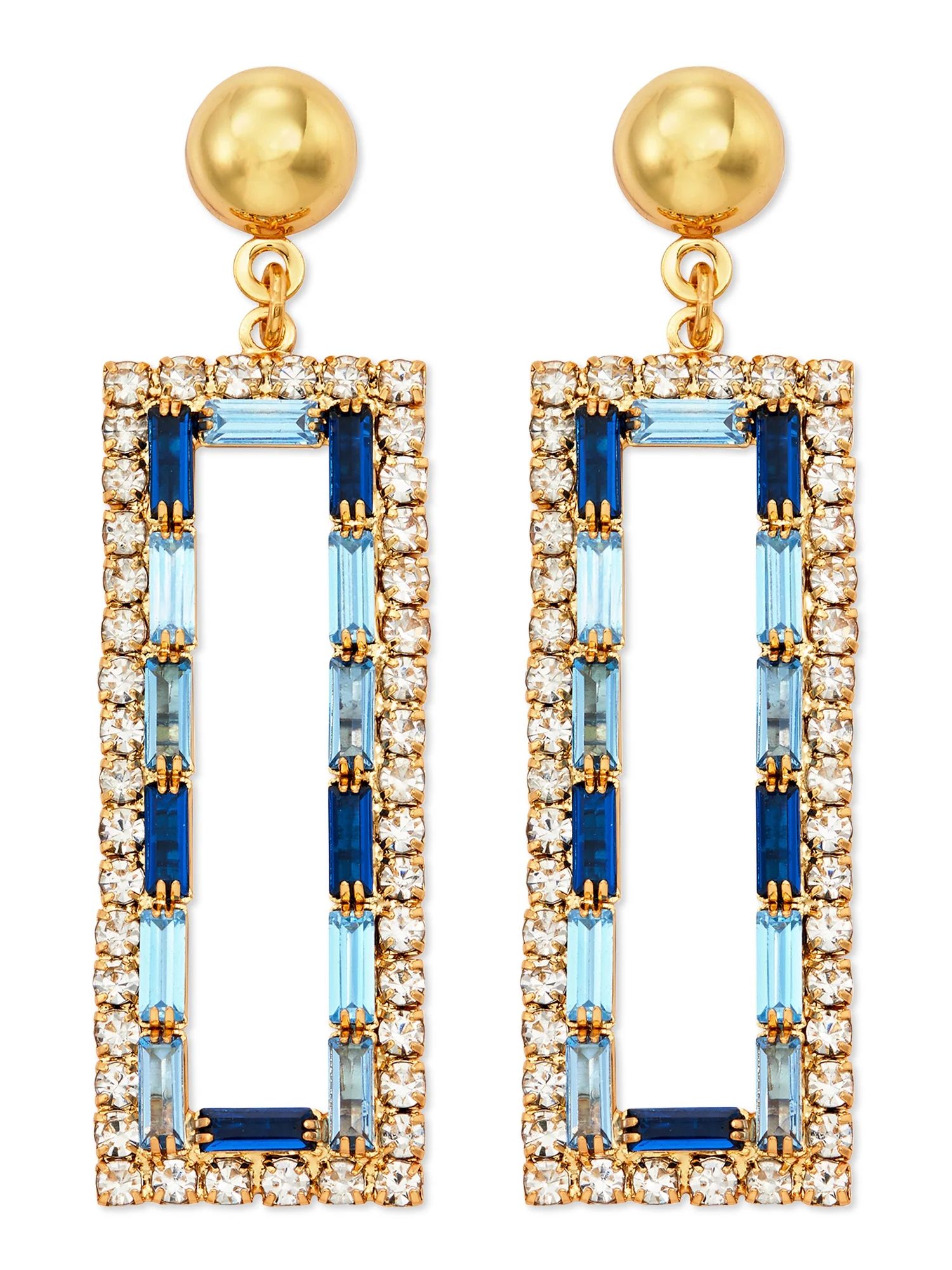Scoop Womens 14K Gold Flash-Plated Crystal Drop Statement Earrings - Walmart.com | Walmart (US)