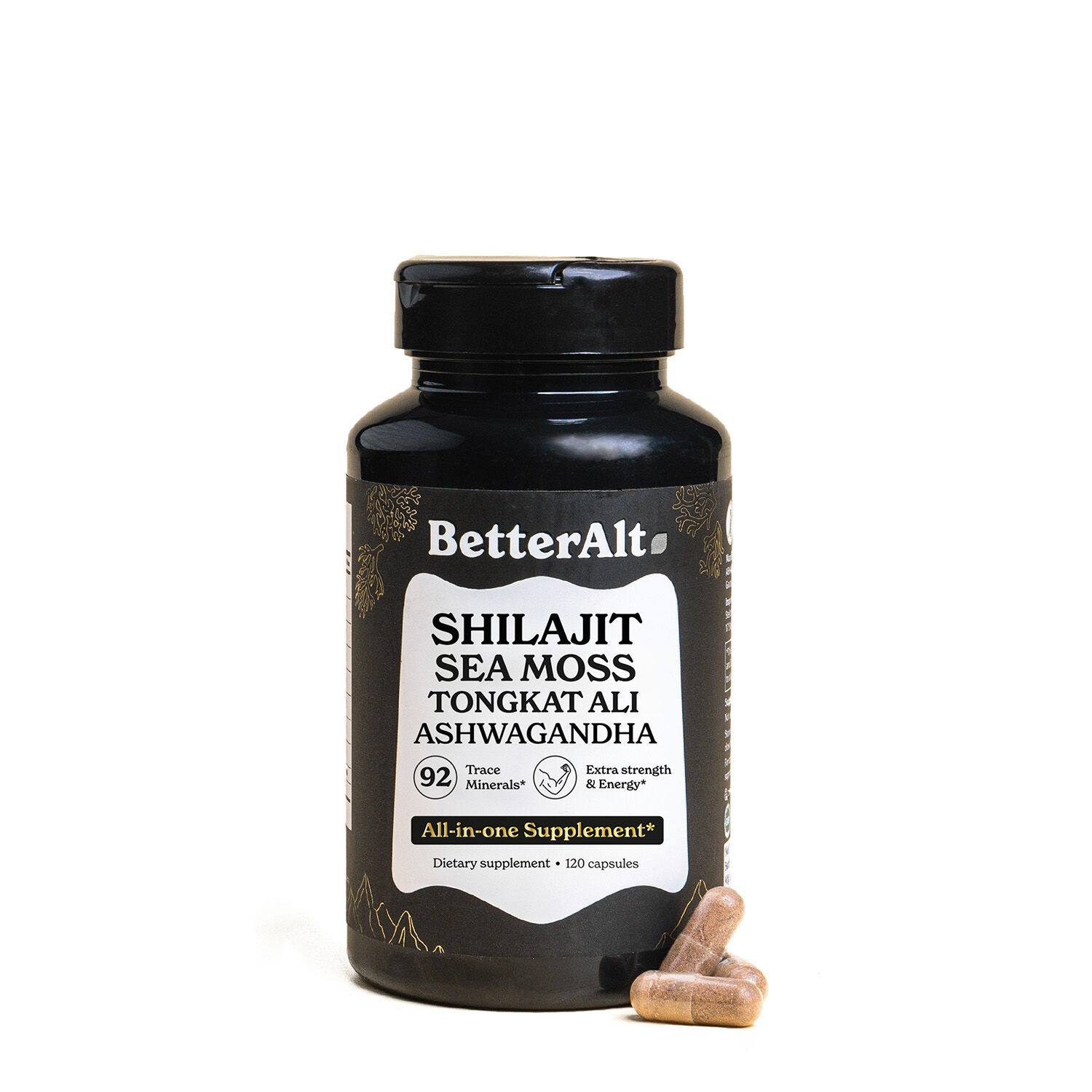 Shilajit Sea Moss - 120 Capsules (60 Servings) | GNC