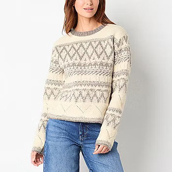 a.n.a Womens Crew Neck Long Sleeve Fairisle Pullover Sweater | JCPenney