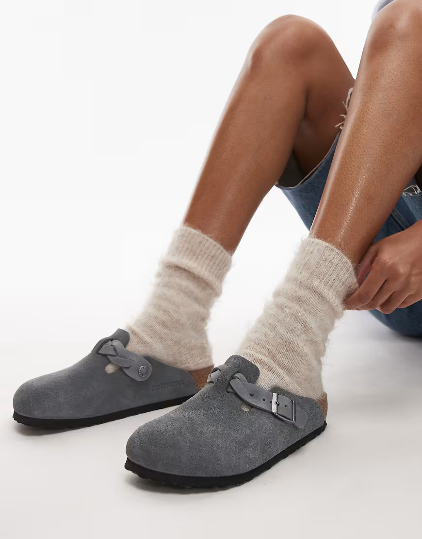 Birkenstock braided Boston clog in basalt grey | ASOS (Global)