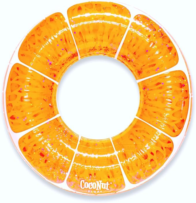 Tangerine Orange Glitter Pool Float, Inflatable Ring Float | Suitable uses include sunny gatherin... | Amazon (US)