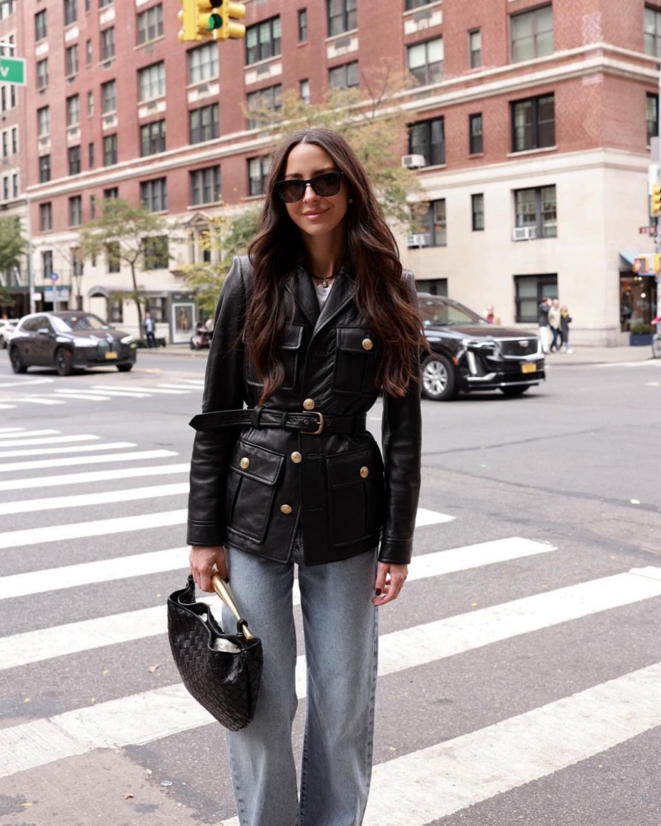 Styled my leather jacket 🖤 Pumps are Celine but linked similar!
