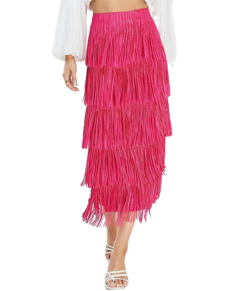 Kisidoo Women's Fringe Trim High Waist Short Pencil Bodycon Skirts, Sexy Elegant Fringe Long Maxi... | Amazon (US)