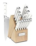 Cuisinart 15-Piece Knife Set with Block, High Carbon Stainless Steel, Forged Triple Rivet, White, C77WTR-15P | Amazon (US)