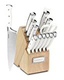Cuisinart 15-Piece Knife Set with Block, High Carbon Stainless Steel, Forged Triple Rivet, White, C77WTR-15P | Amazon (US)