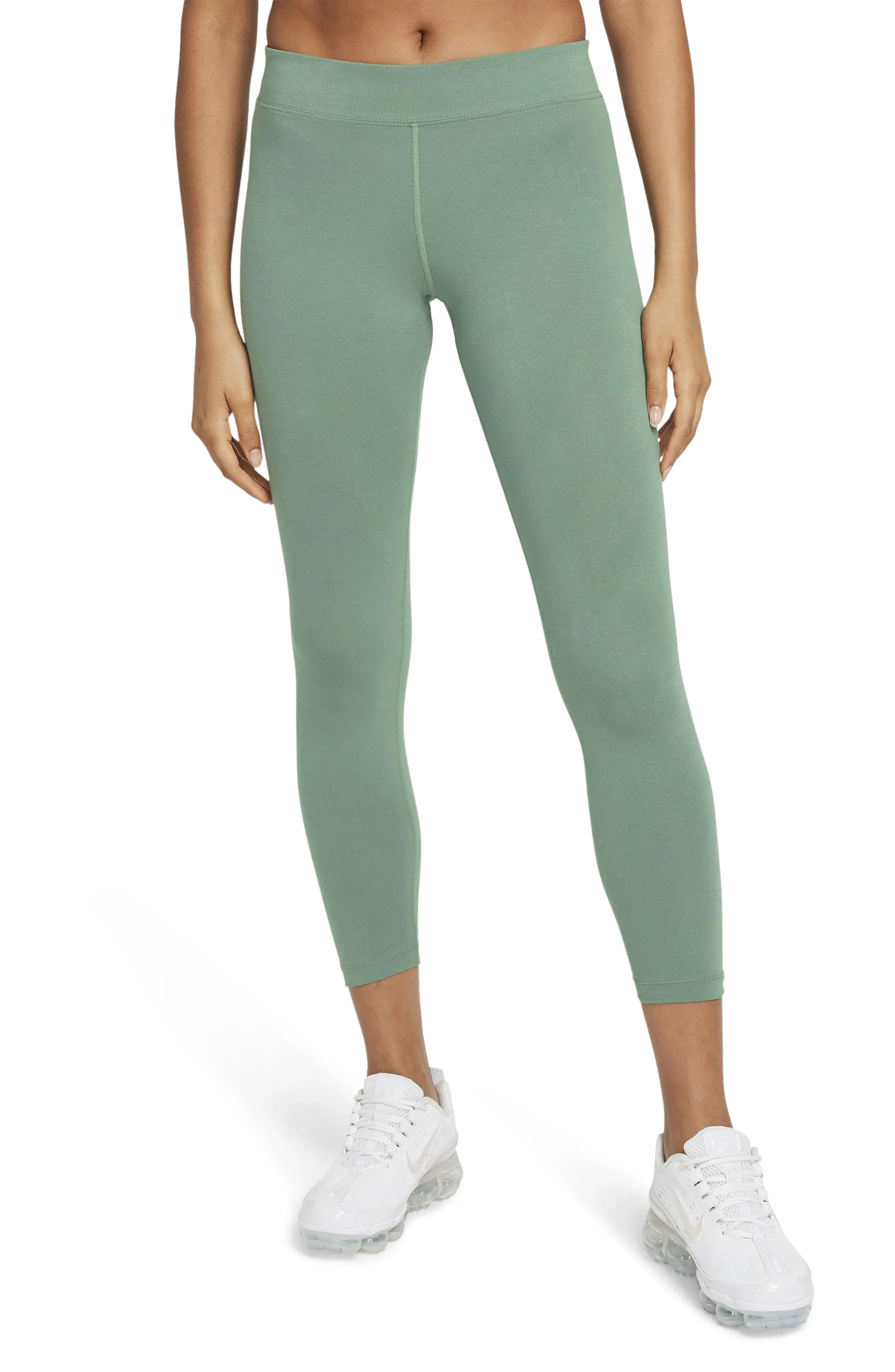 Nike Sportswear Essential 7/8 Leggings in Dutch Green/White at Nordstrom, Size X-Small | Nordstrom