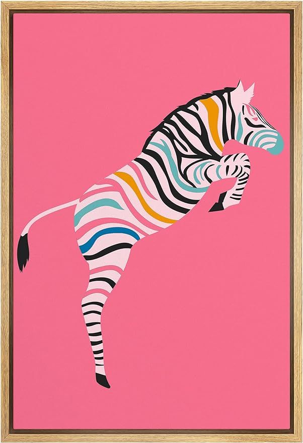 SIGNWIN Framed Canvas Print Wall Art Rainbow African Jungle Striped Zebra Nature Wilderness Drawi... | Amazon (US)