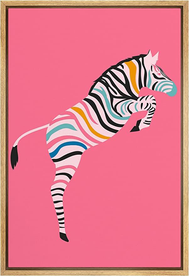 SIGNWIN Framed Canvas Print Wall Art Rainbow African Jungle Striped Zebra Nature Wilderness Drawi... | Amazon (US)