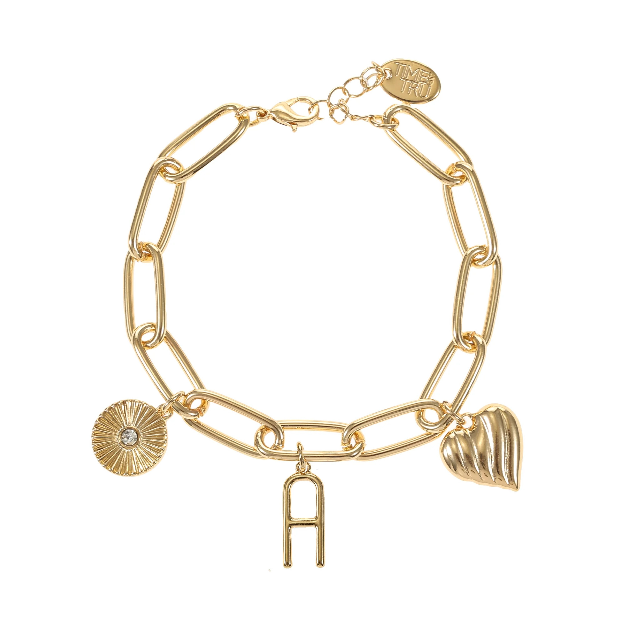 Time and Tru Goldtone Initial Charm Bracelet, Initial A | Walmart (US)