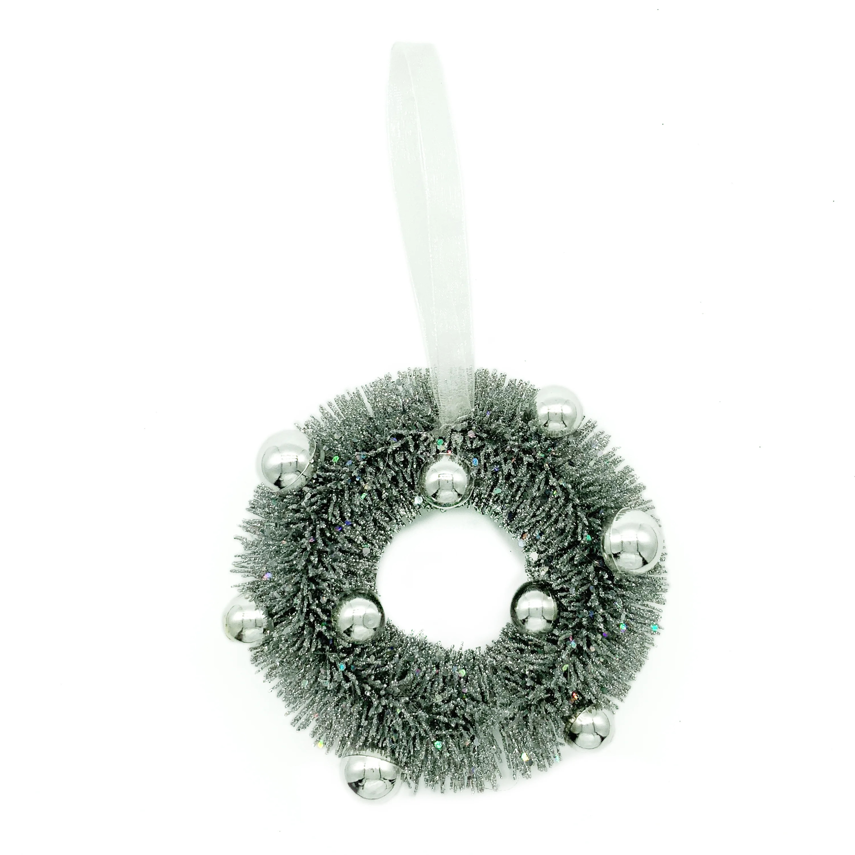 Holiday Time Silver Bottlebrush Christmas Wreath Ornament - Walmart.com | Walmart (US)