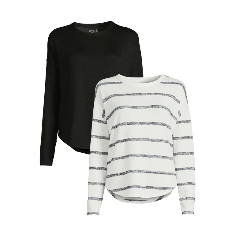 Time and Tru Women's Long Sleeve Hacci Top (2 Pack) | Walmart (US)
